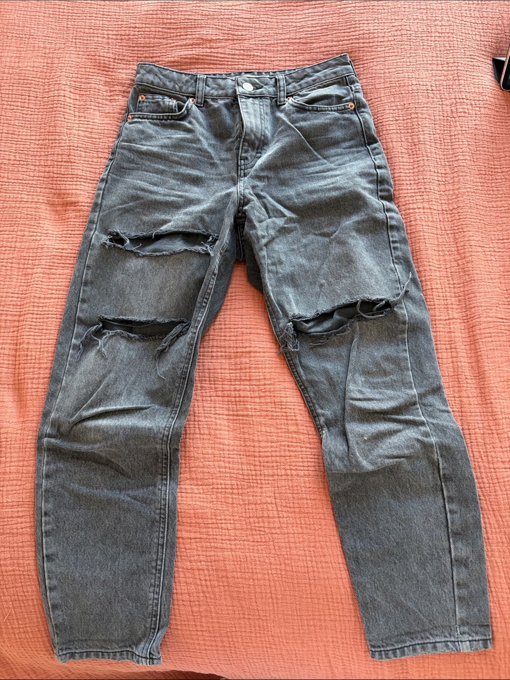 Topshop Petite distressed mom jeans
